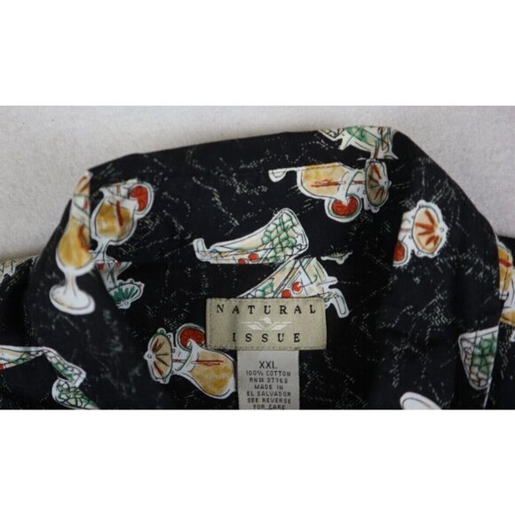 NATURAL ISSUE - MEN'S BLACK MIXED DRINK PRINT SHORT SLEEVE BUTTON-UP SHIRT - XXL - Picture 3 of 4